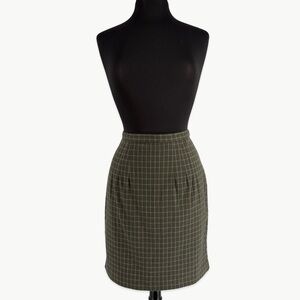 Vintage Express Plaid Mini Skirt Size 9/10 Olive Green Brown 90s Academia